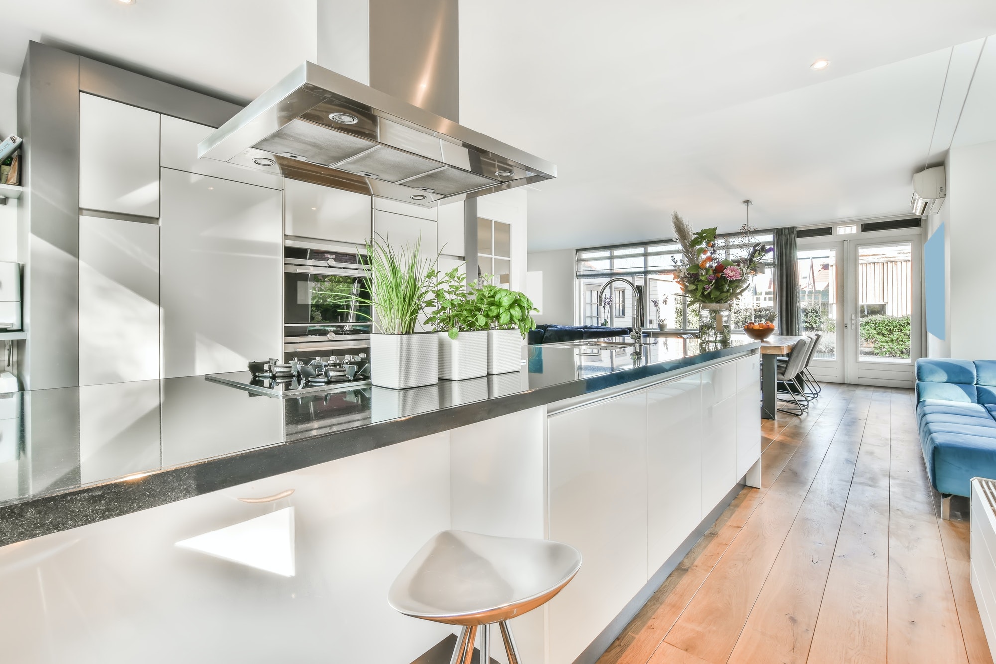 Corner kitchen furniture in modern apartment