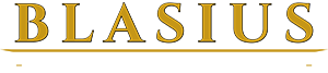 Blasius company wordmark in gold lettering