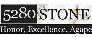 5280 Stone company logo with Honor, Excellence, Agape tagline